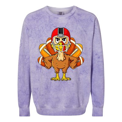 Thanksgiving Turkey Football Player Funny Colorblast Crewneck Sweatshirt