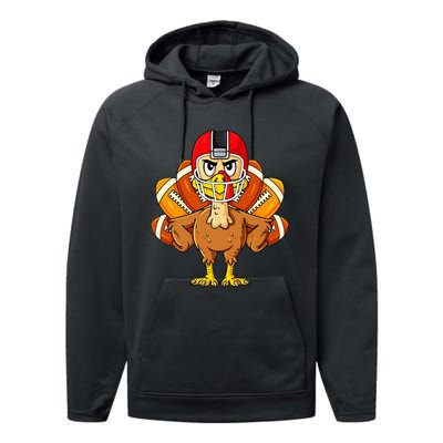 Thanksgiving Turkey Football Player Funny Performance Fleece Hoodie