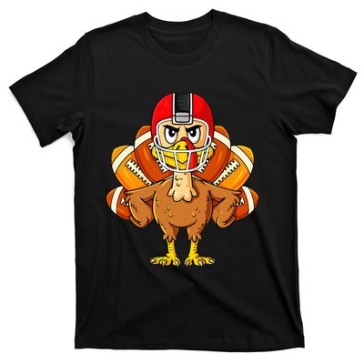 Thanksgiving Turkey Football Player Funny T-Shirt