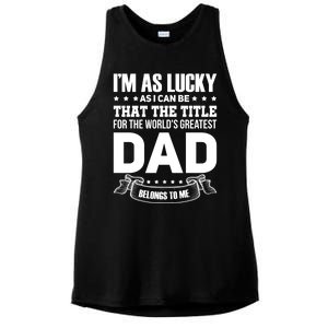 The Title For The Worlds Greatest Dad Dad Fathers Day Gift Ladies PosiCharge Tri-Blend Wicking Tank