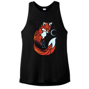 Tribal Tail Fox Raphic Design Ladies PosiCharge Tri-Blend Wicking Tank