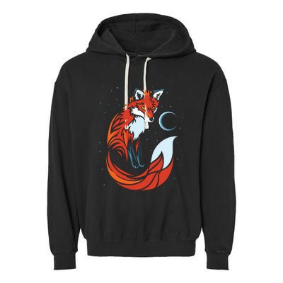 Tribal Tail Fox Raphic Design Garment-Dyed Fleece Hoodie