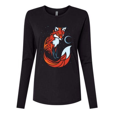 Tribal Tail Fox Raphic Design Womens Cotton Relaxed Long Sleeve T-Shirt