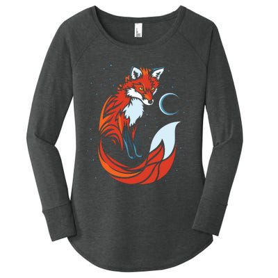 Tribal Tail Fox Raphic Design Women's Perfect Tri Tunic Long Sleeve Shirt