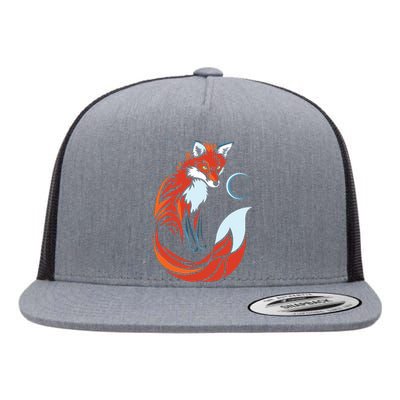 Tribal Tail Fox Raphic Design Flat Bill Trucker Hat