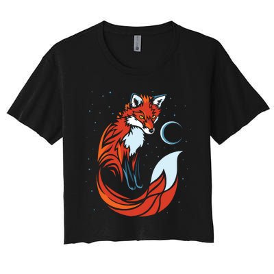 Tribal Tail Fox Raphic Design Women's Crop Top Tee