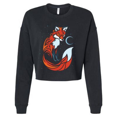 Tribal Tail Fox Raphic Design Cropped Pullover Crew