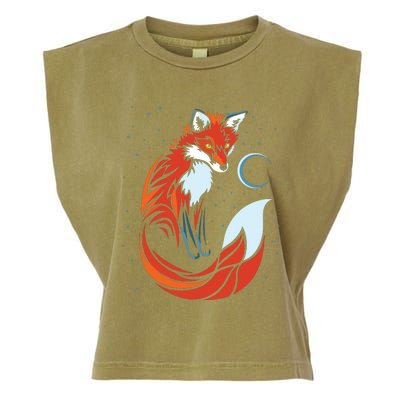 Tribal Tail Fox Raphic Design Garment-Dyed Women's Muscle Tee