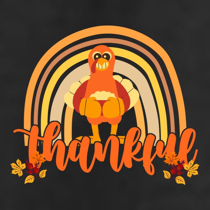 Thankful Turkey Fall Rainbow Thanksgiving 7 Panel Mesh Trucker Snapback Hat