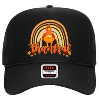 Thankful Turkey Fall Rainbow Thanksgiving High Crown Mesh Back Trucker Hat