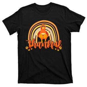 Thankful Turkey Fall Rainbow Thanksgiving T-Shirt