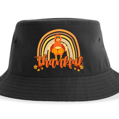 Thankful Turkey Fall Rainbow Thanksgiving Sustainable Bucket Hat