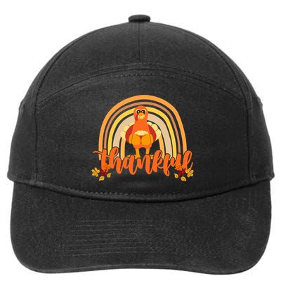 Thankful Turkey Fall Rainbow Thanksgiving 7-Panel Snapback Hat