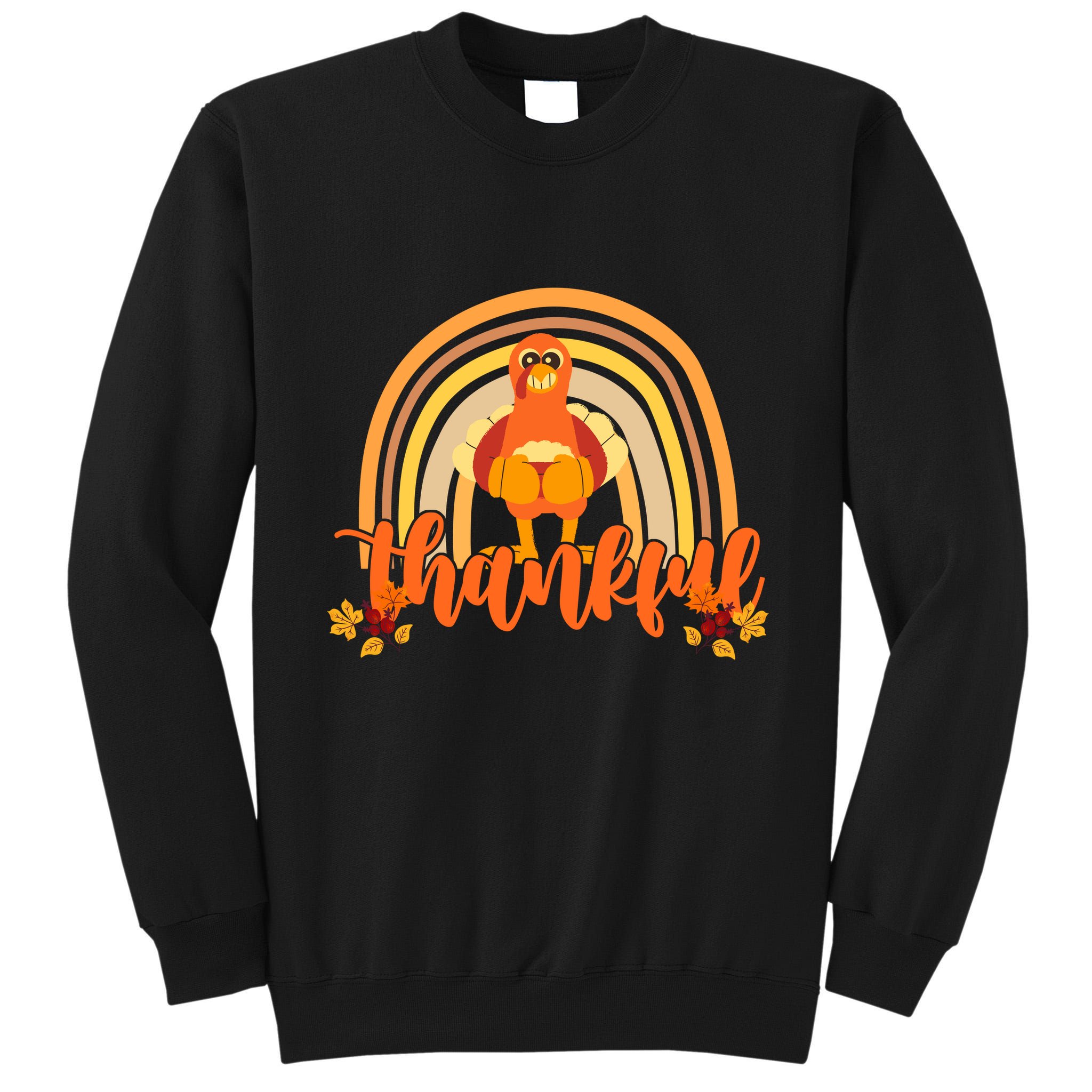 Thankful Turkey Fall Rainbow Thanksgiving Tall Sweatshirt