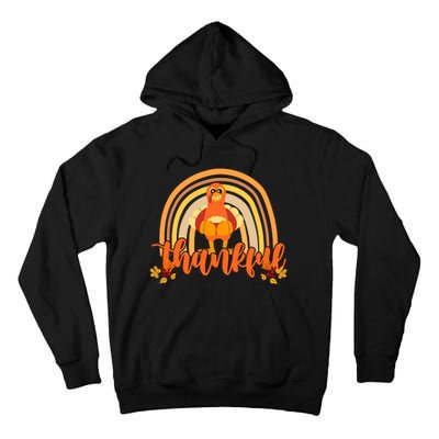 Thankful Turkey Fall Rainbow Thanksgiving Tall Hoodie