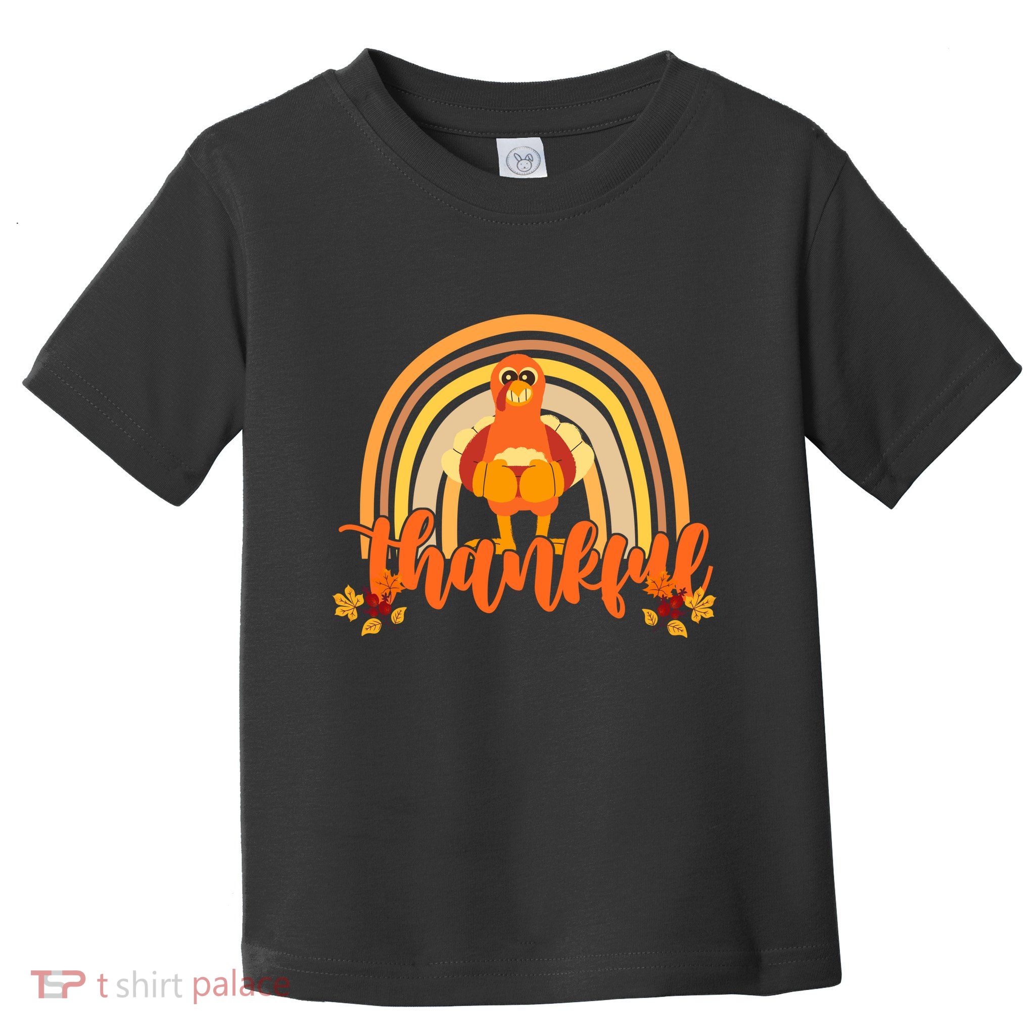 Thankful Turkey Fall Rainbow Thanksgiving Toddler T-Shirt