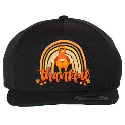 Thankful Turkey Fall Rainbow Thanksgiving Wool Snapback Cap