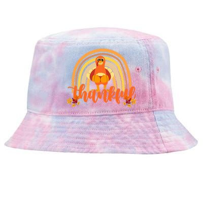 Thankful Turkey Fall Rainbow Thanksgiving Tie-Dyed Bucket Hat