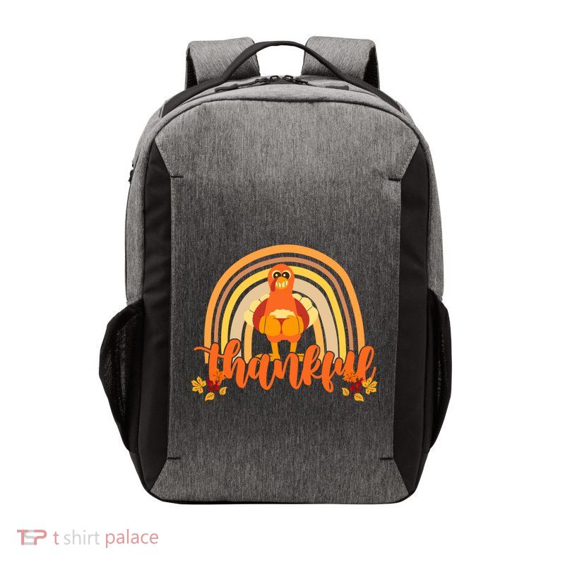 Thankful Turkey Fall Rainbow Thanksgiving Vector Backpack