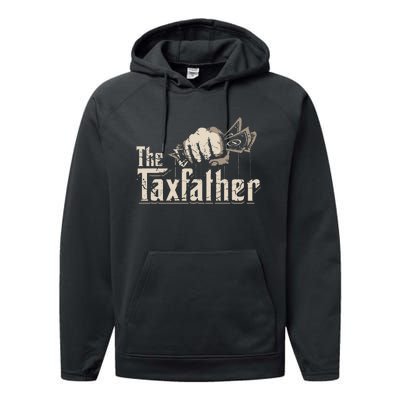 The TaxFather Funny Vintage Taxation CPA Accountant Dad Tax Performance Fleece Hoodie