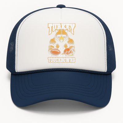 Turkey & Touchdowns Funny Thanksgiving Hungry Bear Football Trucker Hat