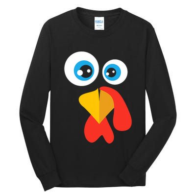 Thanksgiving Turkey Face Gift Idea Tall Long Sleeve T-Shirt