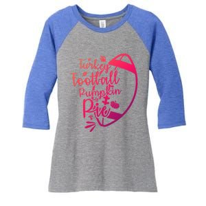 Thanksgiving Turkey Football Pumpkin Pie Gift Women's Tri-Blend 3/4-Sleeve Raglan Shirt