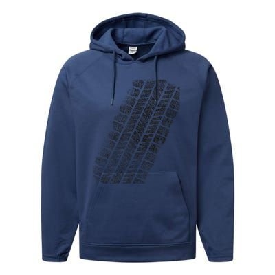 Tire Track Funny Halloween Performance Fleece Hoodie