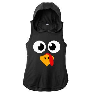 Thanksgiving Turkey Face Matching Family Ladies PosiCharge Tri-Blend Wicking Draft Hoodie Tank