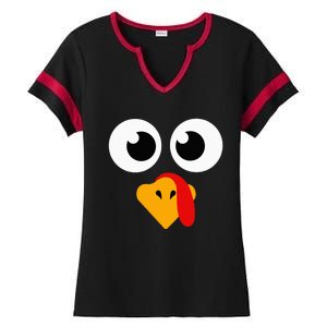 Thanksgiving Turkey Face Matching Family Ladies Halftime Notch Neck Tee