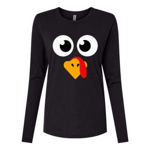 Thanksgiving Turkey Face Matching Family Womens Cotton Relaxed Long Sleeve T-Shirt