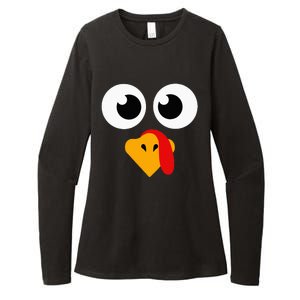 Thanksgiving Turkey Face Matching Family Womens CVC Long Sleeve Shirt