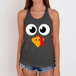 Thanksgiving Turkey Face Matching Family Women's Knotted Racerback Tank