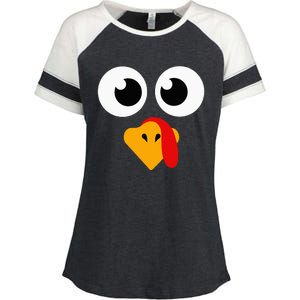 Thanksgiving Turkey Face Matching Family Enza Ladies Jersey Colorblock Tee