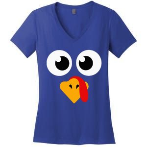 Thanksgiving Turkey Face Matching Family Women's V-Neck T-Shirt