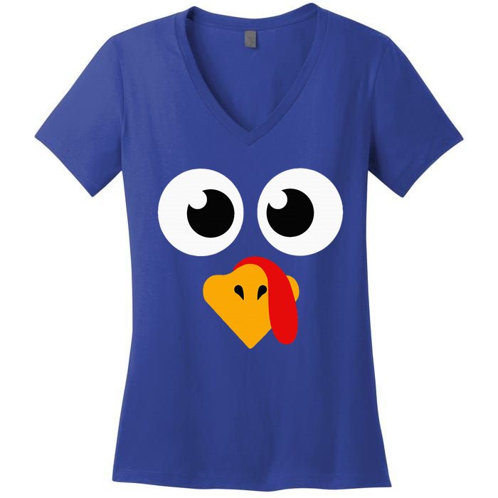 Thanksgiving Turkey Face Matching Family Women's V-Neck T-Shirt