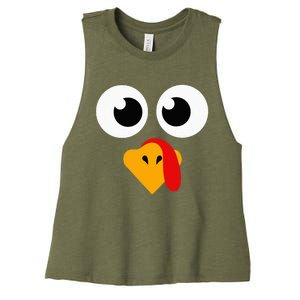 Thanksgiving Turkey Face Matching Family Women's Racerback Cropped Tank