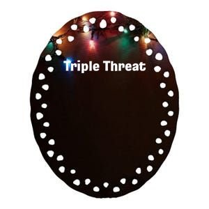 Triple Threat For Trio Of Guitar Playing Buds Or Triplets Ceramic Oval Ornament