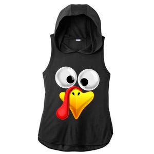 Thanksgiving Turkey Face Matching Family Costume Gift Ladies PosiCharge Tri-Blend Wicking Draft Hoodie Tank