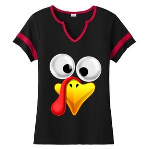 Thanksgiving Turkey Face Matching Family Costume Gift Ladies Halftime Notch Neck Tee