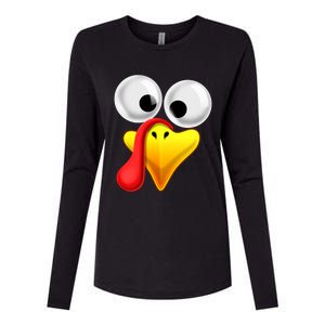 Thanksgiving Turkey Face Matching Family Costume Gift Womens Cotton Relaxed Long Sleeve T-Shirt