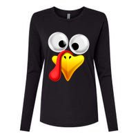 Thanksgiving Turkey Face Matching Family Costume Gift Womens Cotton Relaxed Long Sleeve T-Shirt