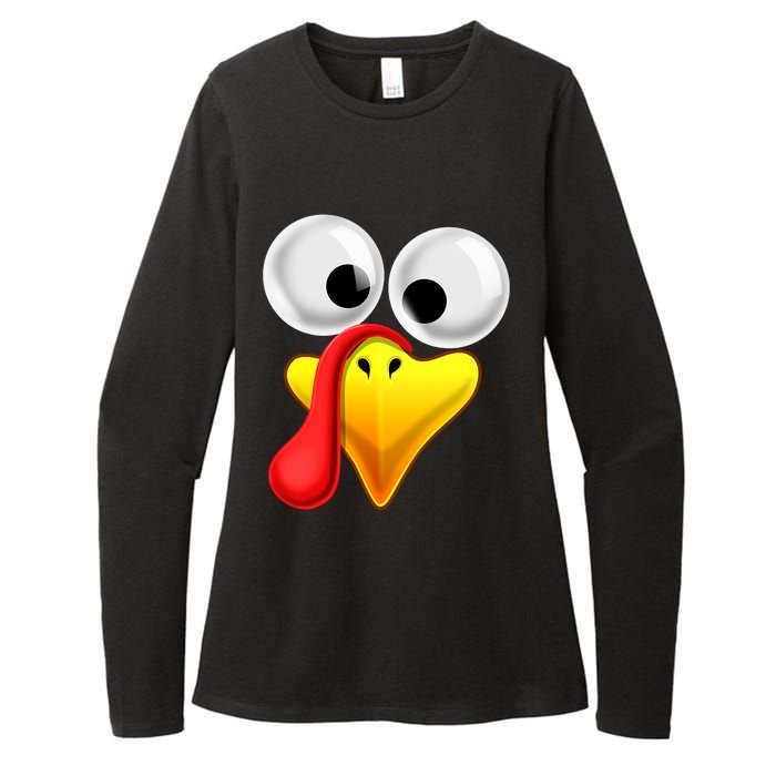 Thanksgiving Turkey Face Matching Family Costume Gift Womens CVC Long Sleeve Shirt