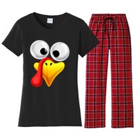 Thanksgiving Turkey Face Matching Family Costume Gift Women's Flannel Pajama Set