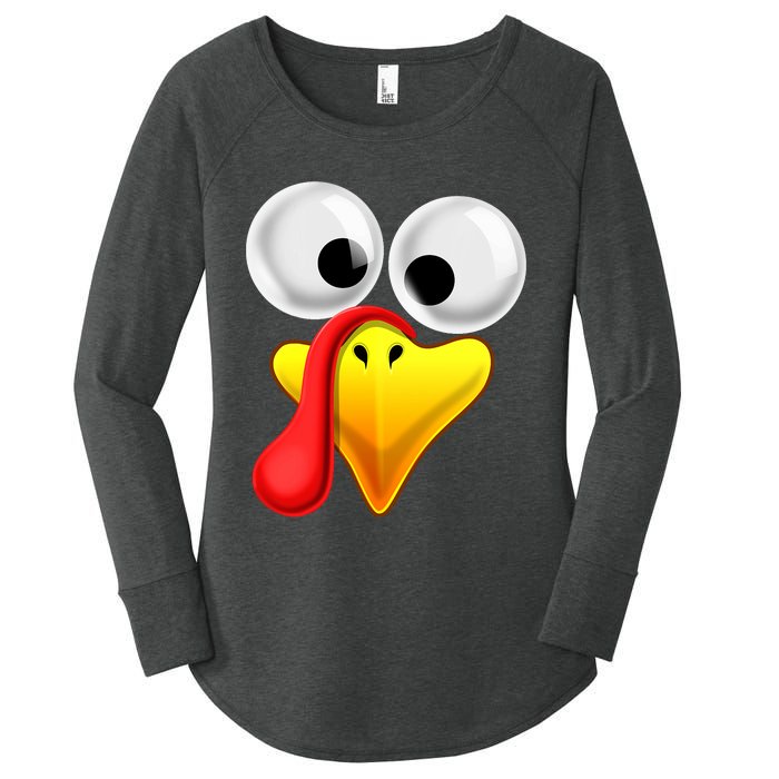 Thanksgiving Turkey Face Matching Family Costume Gift Women's Perfect Tri Tunic Long Sleeve Shirt