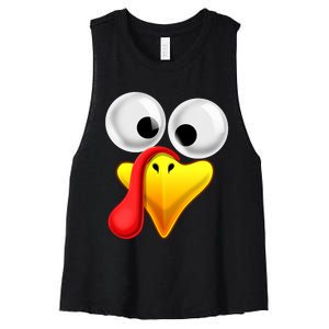 Thanksgiving Turkey Face Matching Family Costume Gift Women's Racerback Cropped Tank