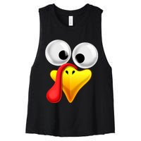 Thanksgiving Turkey Face Matching Family Costume Gift Women's Racerback Cropped Tank