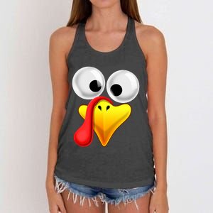 Thanksgiving Turkey Face Matching Family Costume Gift Women's Knotted Racerback Tank