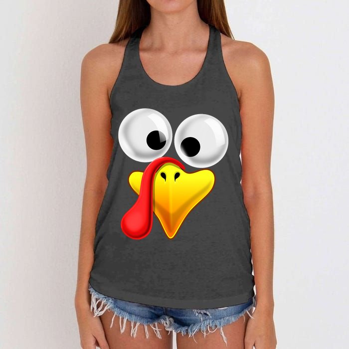 Thanksgiving Turkey Face Matching Family Costume Gift Women's Knotted Racerback Tank