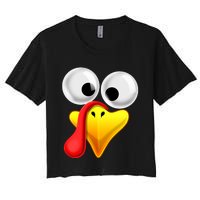 Thanksgiving Turkey Face Matching Family Costume Gift Women's Crop Top Tee